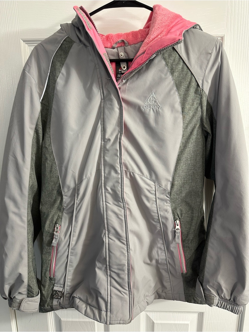 Gerry Girls' Grey and Pink Hooded Winter Jacket L 14-16